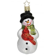 Inge Glas Glass Ornament - Snowman with Cardinal - TEMPORARILY OUT OF STOCK